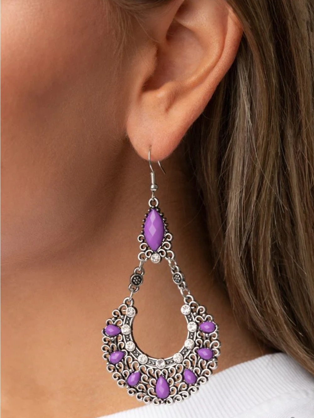 Fluent In Florals Purple Earrings